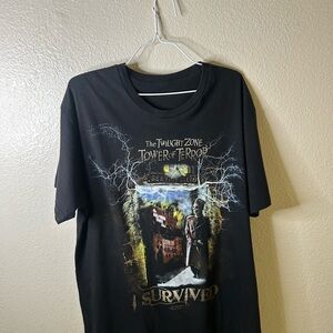 Vintage Disney Dark twilight”tower of Terror” Black Graphic T-Shirt Rare